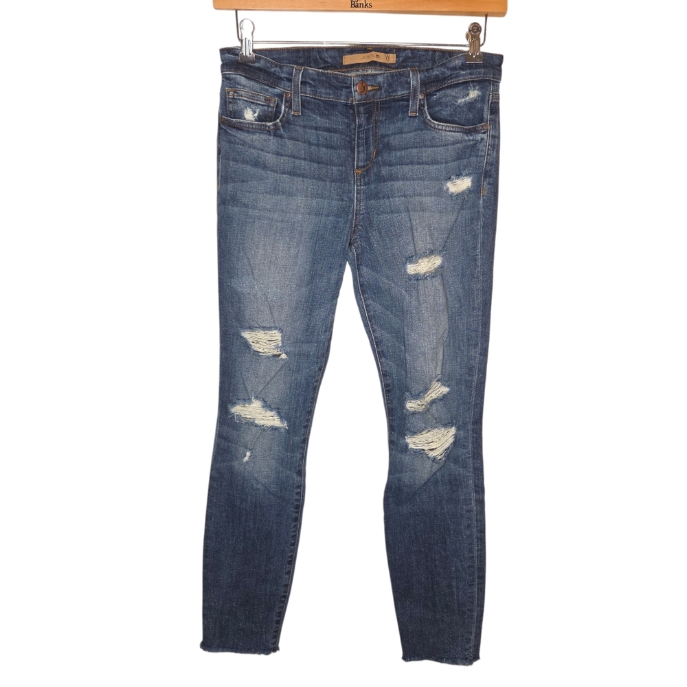 Joe's Jeans Kency Mid Rise Skinny Ankle Ripped Denim Jeans, Size 29